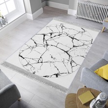 Homefesto Dekoratif Özel Tasarım Pamuklu Dokuma Taban Yumuşak Dokulu Halı Beyaz 80 x 150 cm