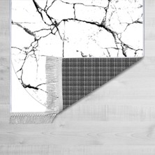 Homefesto Dekoratif Özel Tasarım Pamuklu Dokuma Taban Yumuşak Dokulu Halı Beyaz 80 x 150 cm