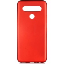 Tekno Grup LG K61 Kılıf Mat Premium Silikon Kılıf Kırmızı + Cam Ekran Koruyucu