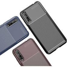 Tekno Grup Huawei P Smart S (Y8P) Kılıf Karbon Desenli Lux Negro Silikon Siyah + Cam Ekran Koruyucu