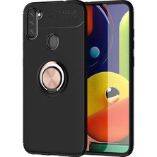 Kilifone - Galaxy A11 - Kılıf Yüzüklü Auto Focus Ravel Karbon Silikon Kapak