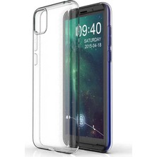 Tekno Grup Huawei Y5P Kılıf Lüx Silikon Kılıf Şeffaf + Tam Kaplayan 6D Nano Ekran Koruyucu