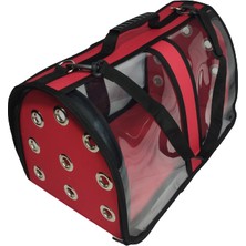 Fly Bag Kedi Köpek Şeffaf Taşıma Çantası Kırmızı