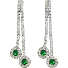 Osmanlı Gümüş Celena Zümrüt Taşlı Kadın Gümüş Küpe