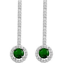 Osmanlı Gümüş Selen Zümrüt Taşlı Kadın Gümüş Küpe