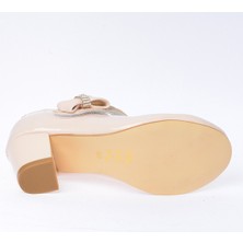 Kiko 750 Rugan Günlük Kız Çocuk 4 Cm Topuk Babet Ayakkabı Pudra