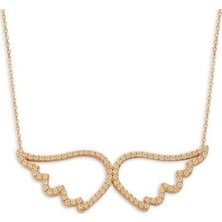 Osmanlı Gümüş Zirkon Taşlı Rose Melek Kanadı Kadın Gümüş Kolye