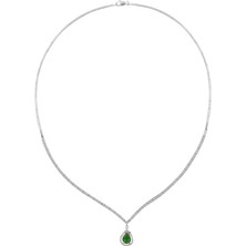 Osmanlı Gümüş Venessa Zümrüt Taşlı Kadın Gümüş Kolye