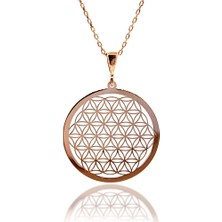 Osmanlı Gümüş Rose Yaşam Çiçeği Kadın Gümüş Kolye