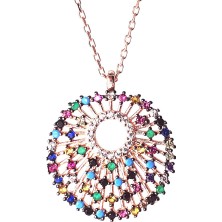 Osmanlı Gümüş Mix Zirkon Taşlı Şans Çemberi Kadın Gümüş Kolye