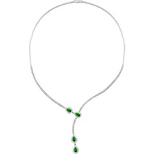 Osmanlı Gümüş Melodi Zümrüt Taşlı Kadın Gümüş Kolye