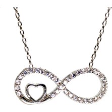 Osmanlı Gümüş Kalpli Sonsuzluk Kadın Gümüş Kolye