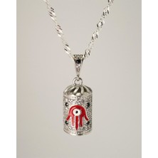 Osmanlı Gümüş Fatma Ana Eli Kadın Gümüş Muska Cevşen Kolye