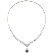 Osmanlı Gümüş Çise Zümrüt Taşlı Kadın Gümüş Kolye