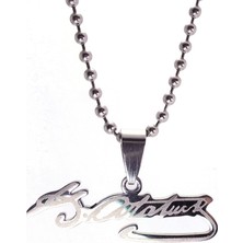 Osmanlı Gümüş Atatürk Imzası Paslanmaz Erkek Kadın Çelik Kolye Zincir