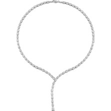 Osmanlı Gümüş Açela Zirkon Taşlı Kadın Gümüş Kolye