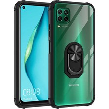 Tekno Grup Huawei P40 Lite Kılıf Ultra Korumalı Yüzüklü Standlı Mola Kapak Siyah