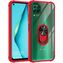 Tekno Grup Huawei P40 Lite Kılıf Ultra Korumalı Yüzüklü Standlı Mola Kapak Kırmızı