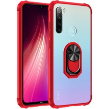 Tekno Grup Xiaomi Redmi Note 8 Kılıf Ultra Korumalı Yüzüklü Standlı Mola Kapak + Nano Ekran Koruyucu Kırmızı