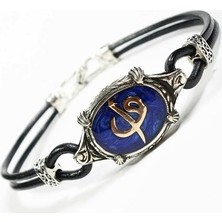 Osmanlı Gümüş Vav Elif Deri Gümüş Erkek Kadın Bileklik