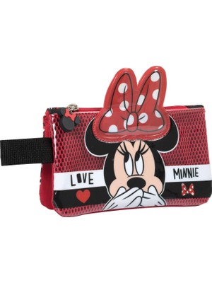 Frocx Minnie Mouse 3 Boyutlu İki Bölmeli Kırmızı Lüks Kalem Çantası