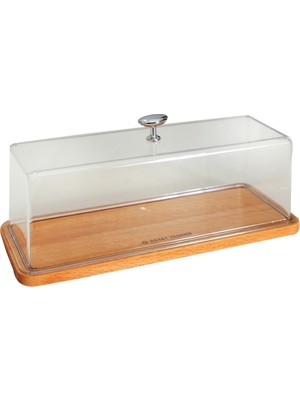 Bahat Ahşap Bambu Altlık Polikarbon Fanus Kapak Kek Fanusu