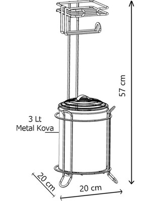Tekno-tel Çöp Kovası Ve Ayaklı Yedekli Tuvalet Kağıtlık Beyaz Mg095