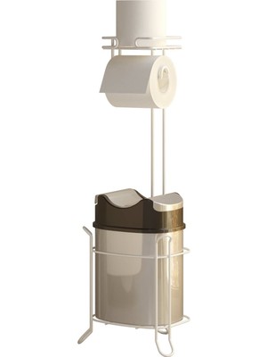 Tekno-tel Yutan Kapak Çöp Kovası Ve Tuvalet Kağıtlık Beyaz+Gri Mg098