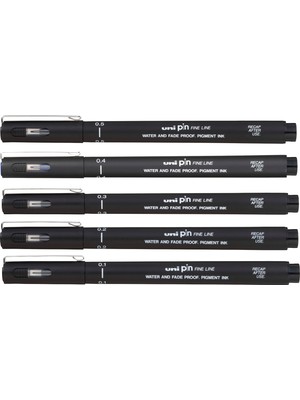 Uni-Ball Pin Teknik Çizim Kalemi Siyah Set