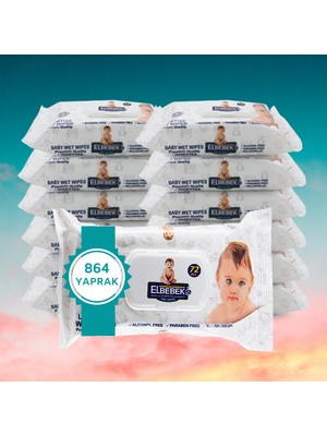 Elbebek Sensitive Hoş Kokulu Cilt Dostu Islak Temizleme Mendili 12x72 Adet (Toplam 864 Yaprak) – Hassas Ciltler İçin