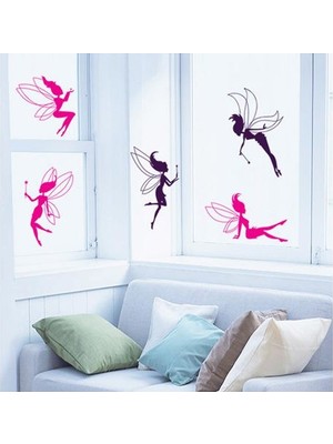 Crystal Kids Pembe Mor Periler Kız Çocuk Bebek Odası Duvar Süsü Sticker Çıkartma