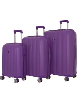 Mçs Lüx Kırılmaz Mor 3'lü Pp Valiz Seti - V305