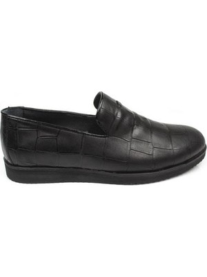 Arino Loafer Ayakkabı Siyah Crocco