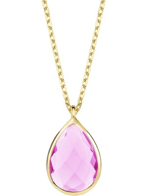 Altın Sepeti Altın Pembe Su Damlası Kolye