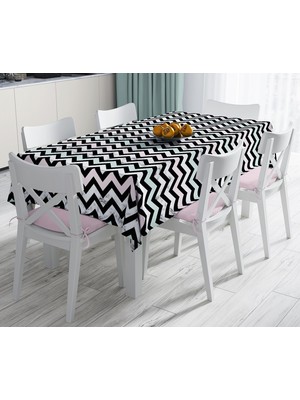 RealHomes Pembe Mavi Geometrik Mermer Zeminli Dijital Baskılı Leke Tutmaz Masa Örtüsü 120 x 140 cm