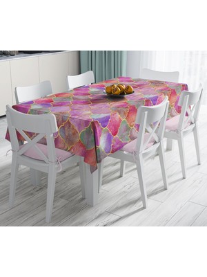 RealHomes Ogea Pudra Zeminli Özel Tasarım Leke Tutmaz Masa Örtüsü 120 x 140 cm