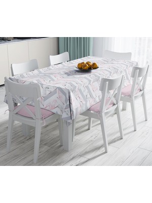 RealHomes Mermer Zeminli Geometrik Tasarımlı Leke Tutmaz Masa Örtüsü 120 x 140 cm