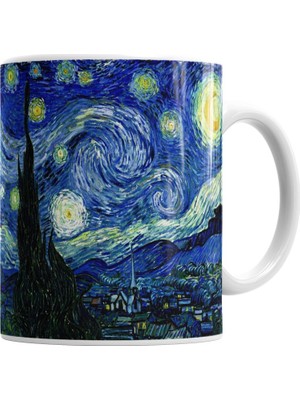 Baskı Dükkanı Van Gogh Yıldızlı Gece Kupa Bardak Porselen