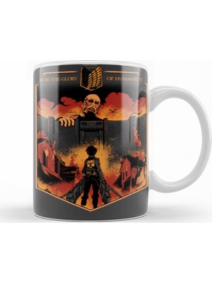 Baskı Dükkanı Attack On Titan For the Glory of Humanity Kupa Bardak Porselen