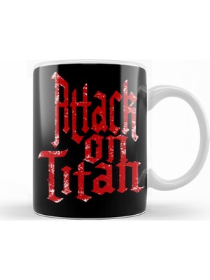 Baskı Dükkanı Attack On Titan Font Logo Kupa Bardak Porselen
