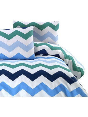 Menderes Home Zigzag Lacivert Çift Kişilik Nevresim+Yastık