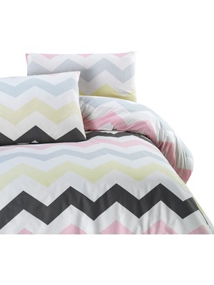 Menderes Home Zigzag Pembe Çift Kişilik Nevresim+Yastık