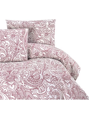 Menderes Home Şal Bordo Çift Kişilik Nevresim+Yastık