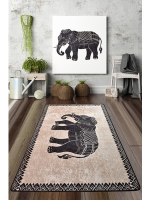 Chilai Home Elefante Nero Dijital Halı 80 x 120 cm