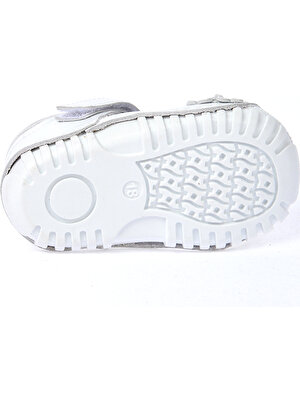 Kiko Kids Teo 130 %100 Deri Orto Pedik Cırtlı Kız Çocuk Ayakkabı Beyaz Gümüş