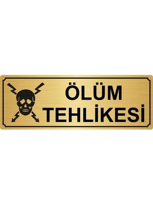 Özarslan Dizayn Ölüm Tehkikesi Yönlendirme Levhası 7 x 20 cm Altın Renk Metal