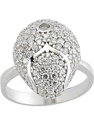 Gümüş Beyaz Taşlı Bayan Yüzük