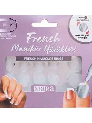 Mara French Manikür Yüzüğü Klasik Kadınlar İçin Kullanım Amacıyla 10 Adet Dayanıklı ve Esnek