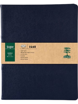 Sedir Defter Söğüt Serisi Kareli Defter 18,5 x 23,5 cm Lacivert
