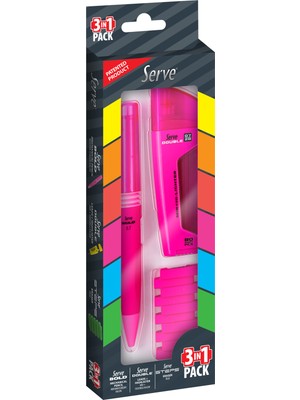 Serve Bold Double Steps 3'lü Set Pembe
